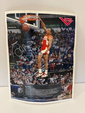 spud webb auto 11x14  Slam Dunk  contest - Signature 100% Real - Ungraded -